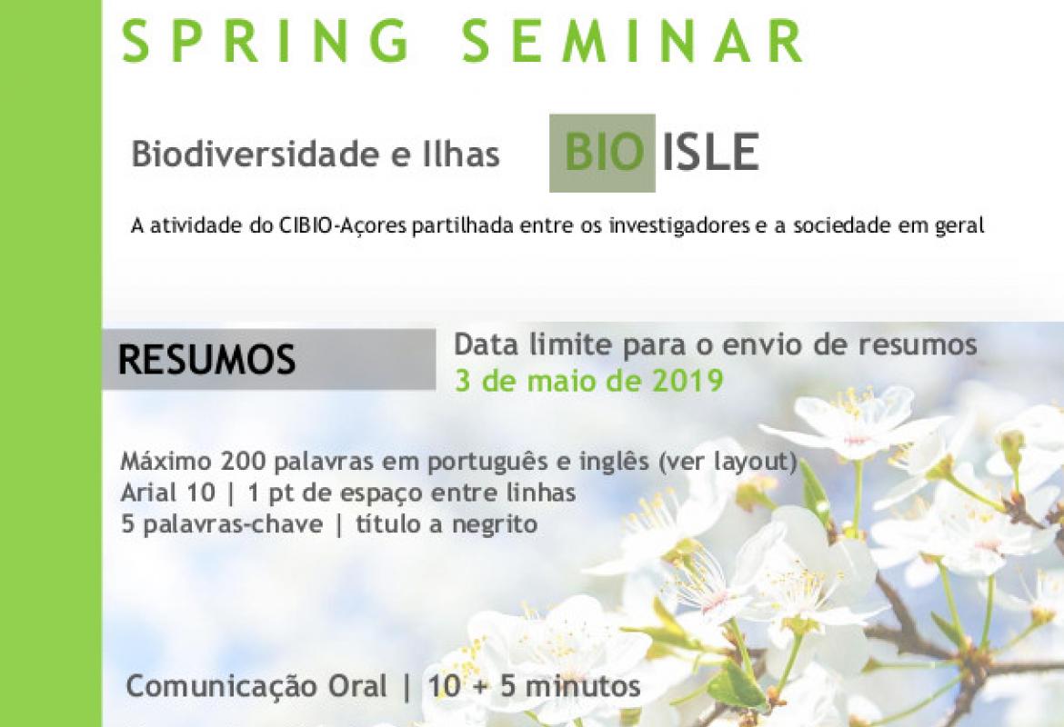 Spring Seminar Biodiversidade e Ilhas, Ponta Delgada, 23 e 24 de maio